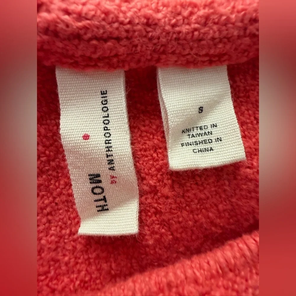 Anthropologie Moth Coral Knit Cotton Blend Hoodie Sweater size S